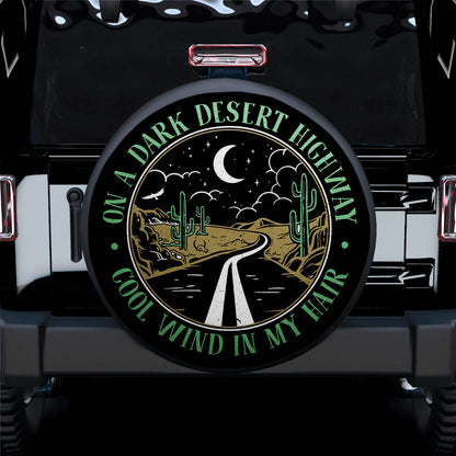 On A Dark Desert Highway Green Jeep Car Spare Tire Cover