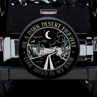 On A Dark Desert Highway White Jeep Car Spare Tire Cover