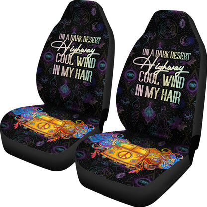On A Dark Desert Hippie Van Car Seat Covers