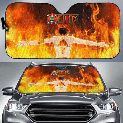 One Piece Ace On Fire Auto Sun Shade Nh06 Universal Fit 111204
