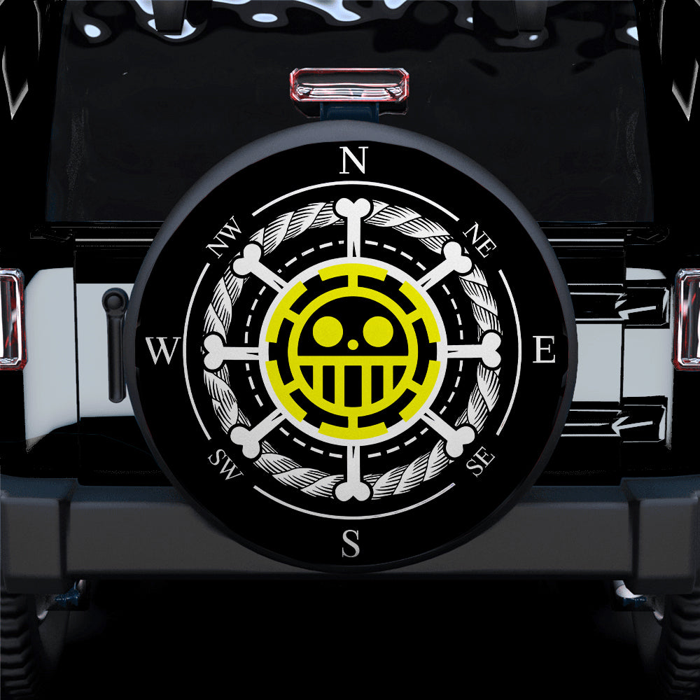 One Piece Anime Heart Pirates Trafalgar Law Logo Compass Car Spare Tire Cover