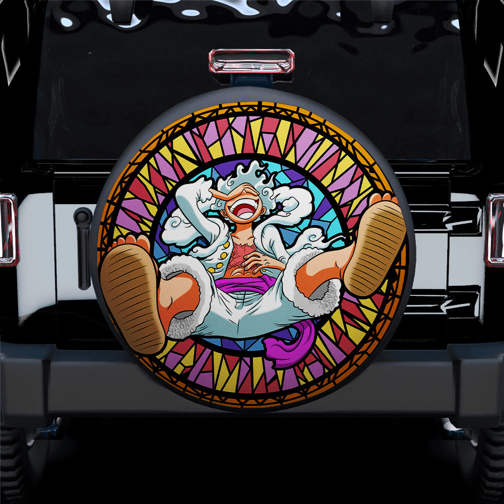 One Piece Luffy Gear 5 Stained Glass Car Spare Tire Cover