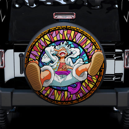 One Piece Luffy Gear 5 Stained Glass Car Spare Tire Cover