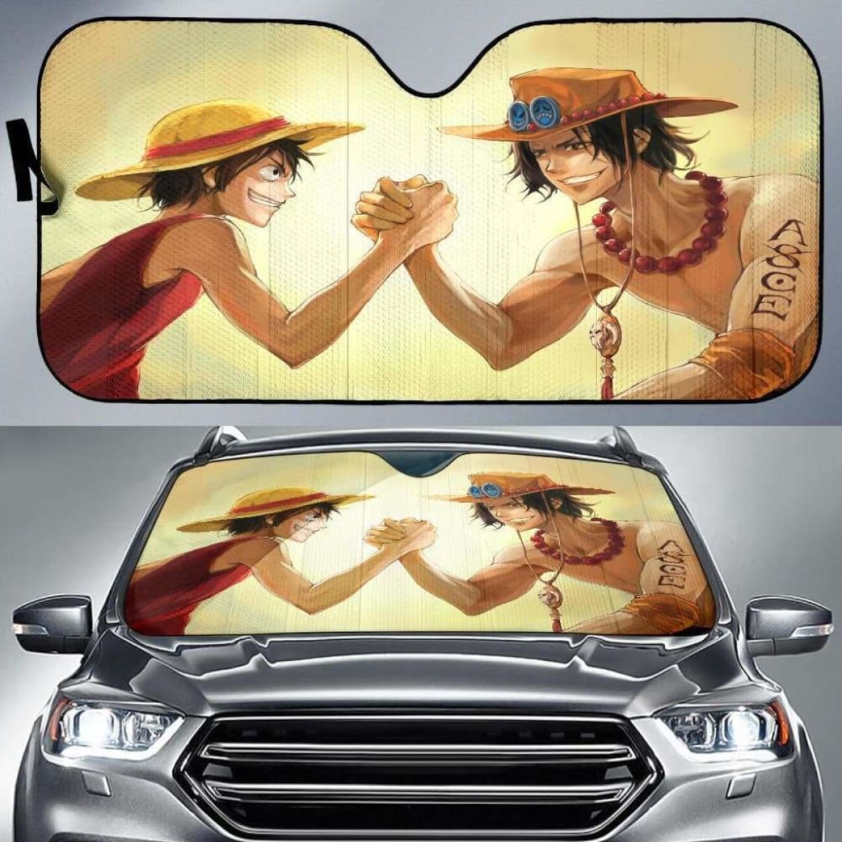 One Piece Monkey D Ruffy VS Puma D Ace Car Sun Shades 918b Universal Fit