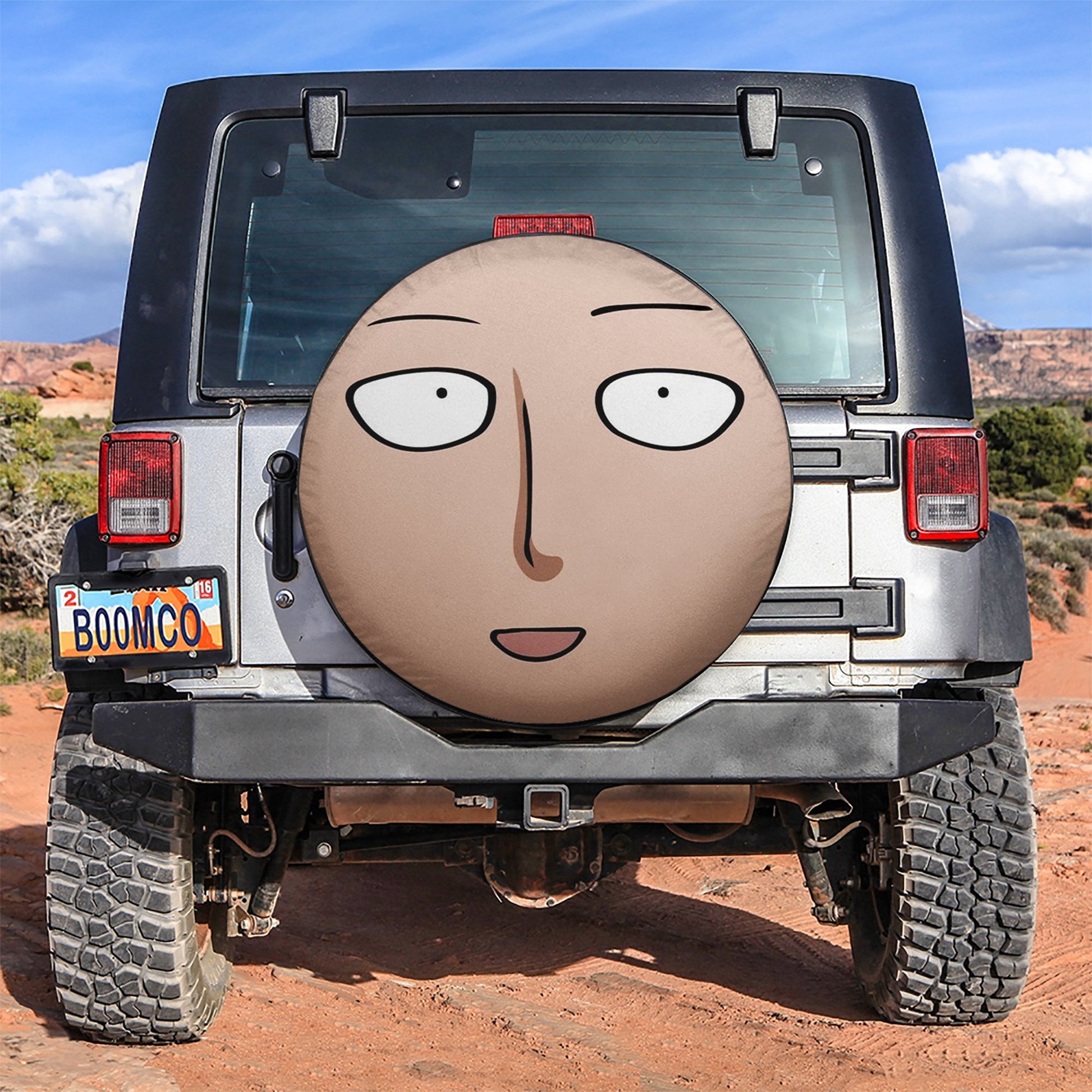 One Punch Man Face Car Spare Tire Cover