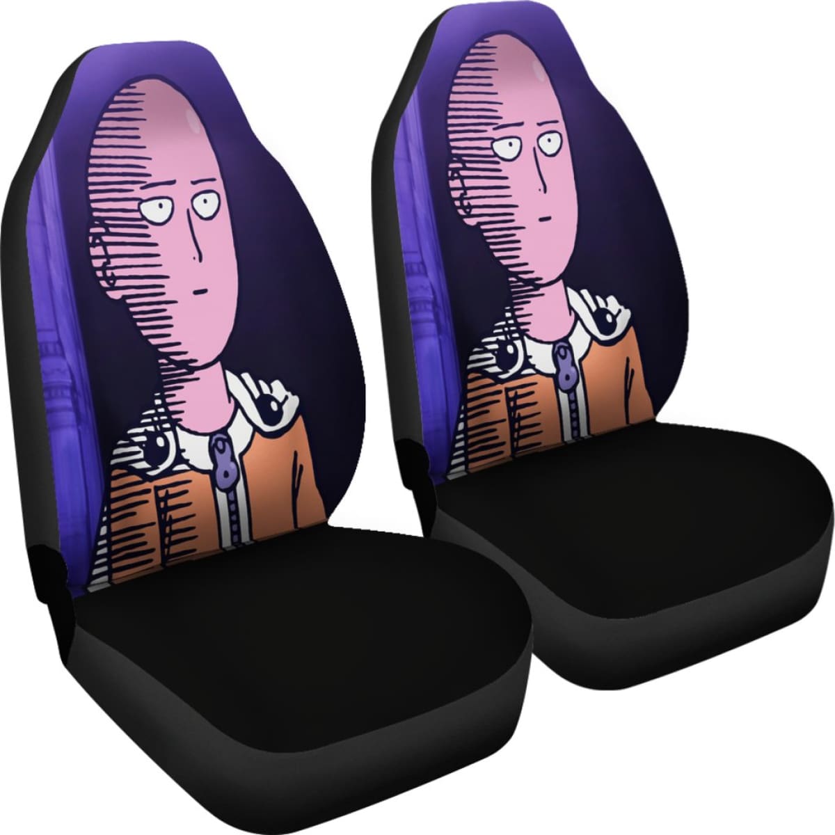 One Punch Man Funny Face Seat Covers Amazing Best Gift Ideas 2020 Universal Fit 090505
