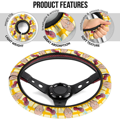 One Punch Man Saitama Ok Funny Anime Premium Custom Car Steering Wheel Cover