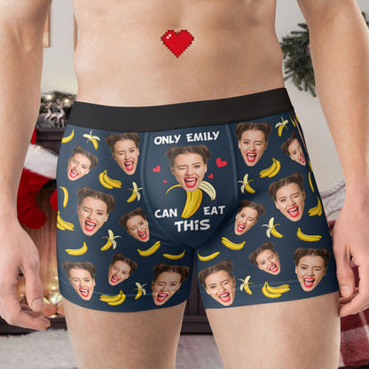 Only Emily Can Eat This Naughty Gift For Husband - Personalized Photo Men's Boxer Briefs