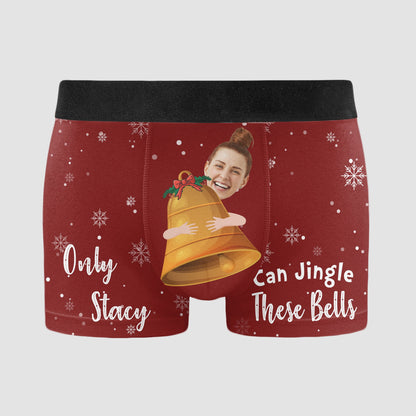 Only Her Can Jingle These Bells - Personalized Photo Men's Boxer Briefs