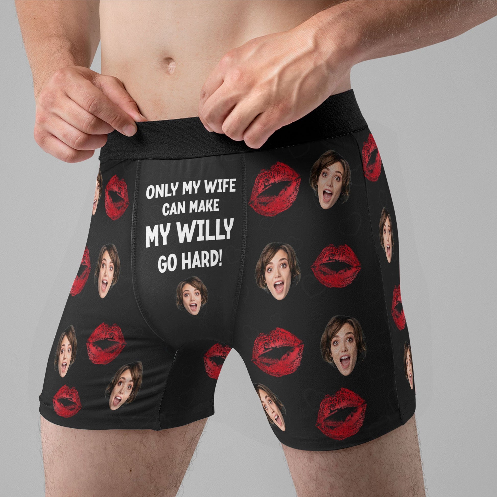 Only My Wife/Girlfriend Can Make My Willy Go Hard - Personalized Men's Boxer Briefs - Valentine's Day Gifts For Men, Husband, Him, Boyfriend