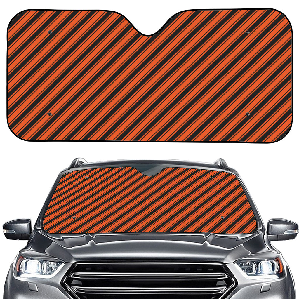 Orange And Black Halloween Pattern Print Car Windshield Sun Shade