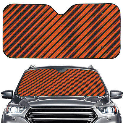 Orange And Black Halloween Pattern Print Car Windshield Sun Shade