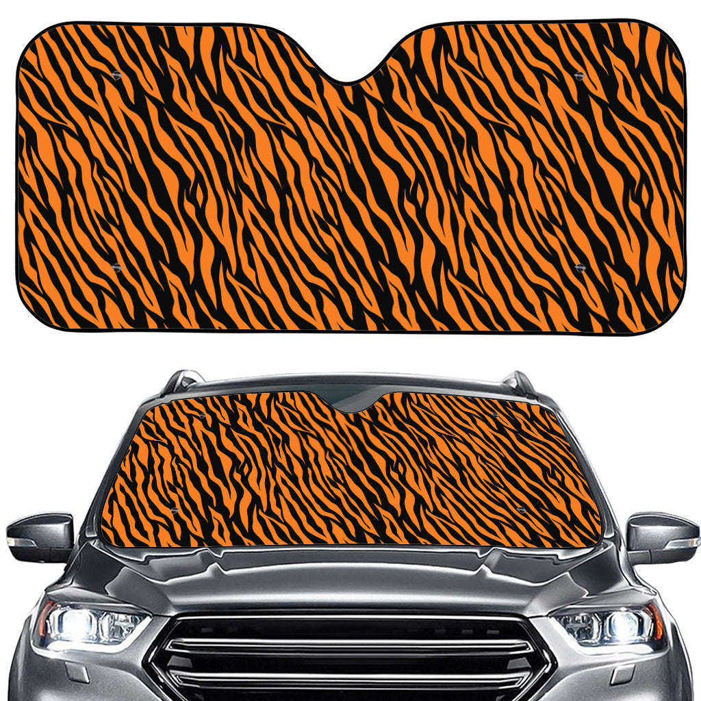 Orange And Black Tiger Stripe Print Car Windshield Sun Shade
