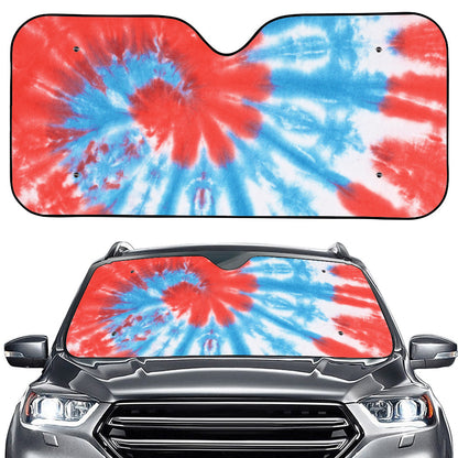 Orange And Blue Tie Dye Print Car Windshield Sun Shade