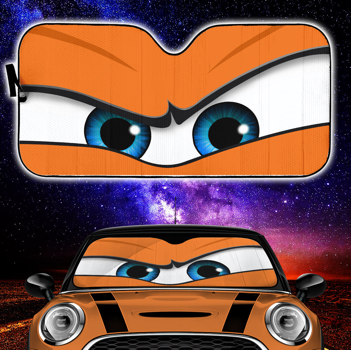 Orange Angry Eyes Car Auto Sun Shades