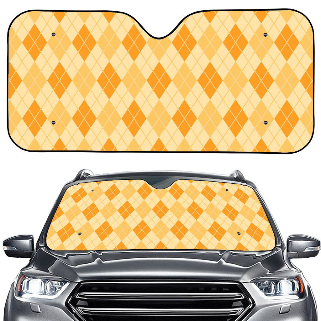 Orange Argyle Pattern Print Car Windshield Sun Shade