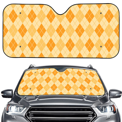 Orange Argyle Pattern Print Car Windshield Sun Shade
