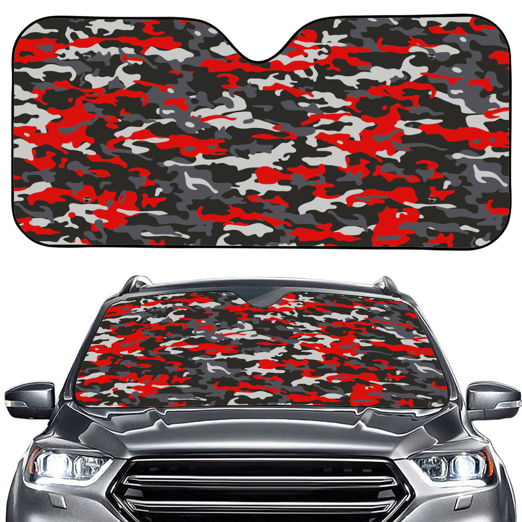 Orange Black And Grey Camouflage Print Car Windshield Sun Shade