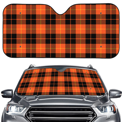 Orange Black And Yellow Tartan Print Car Windshield Sun Shade