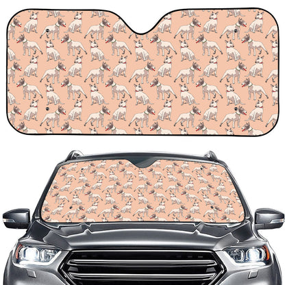 Orange Bull Terrier Pattern Print Car Windshield Sun Shade