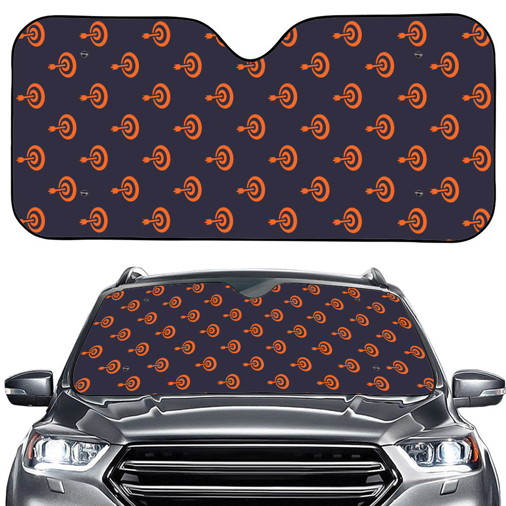 Orange Bullseye Target Pattern Print Car Windshield Sun Shade