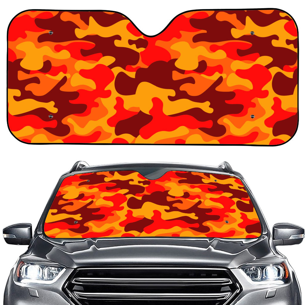 Orange Camouflage Print Car Windshield Sun Shade