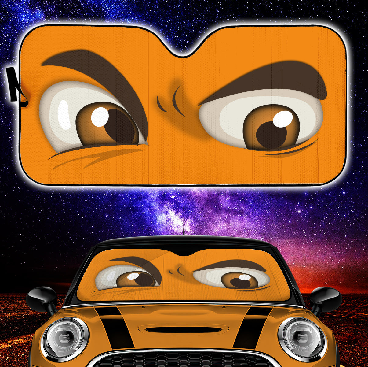 Orange Challenging Cartoon Eyes Car Auto Sun Shades Windshield Accessories Decor Gift