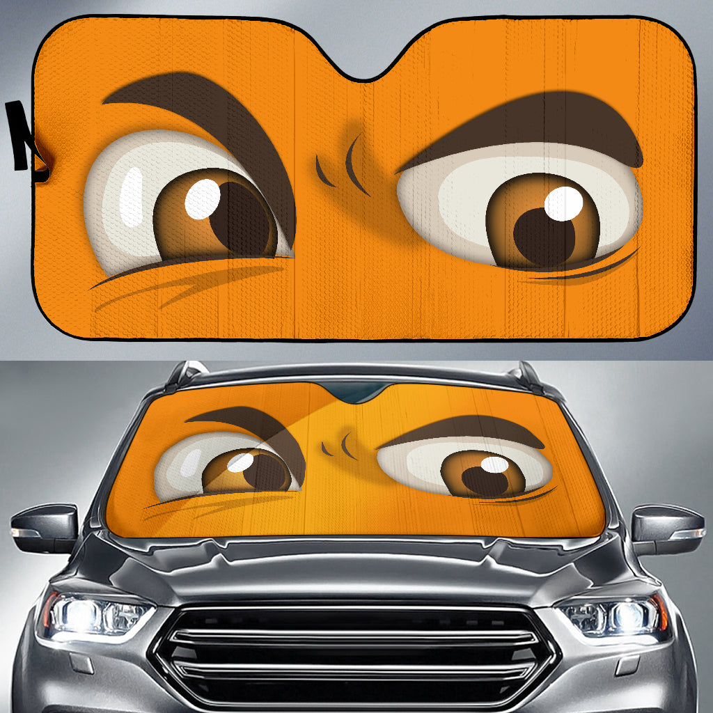 Orange Challenging Cartoon Eyes Car Auto Sun Shades Windshield Accessories Decor Gift