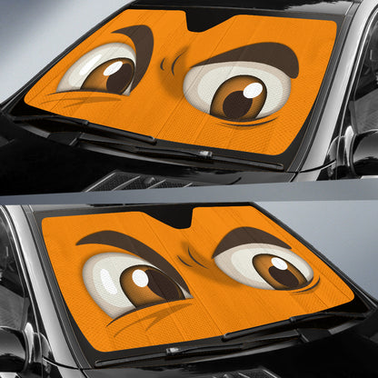 Orange Challenging Cartoon Eyes Car Auto Sun Shades Windshield Accessories Decor Gift