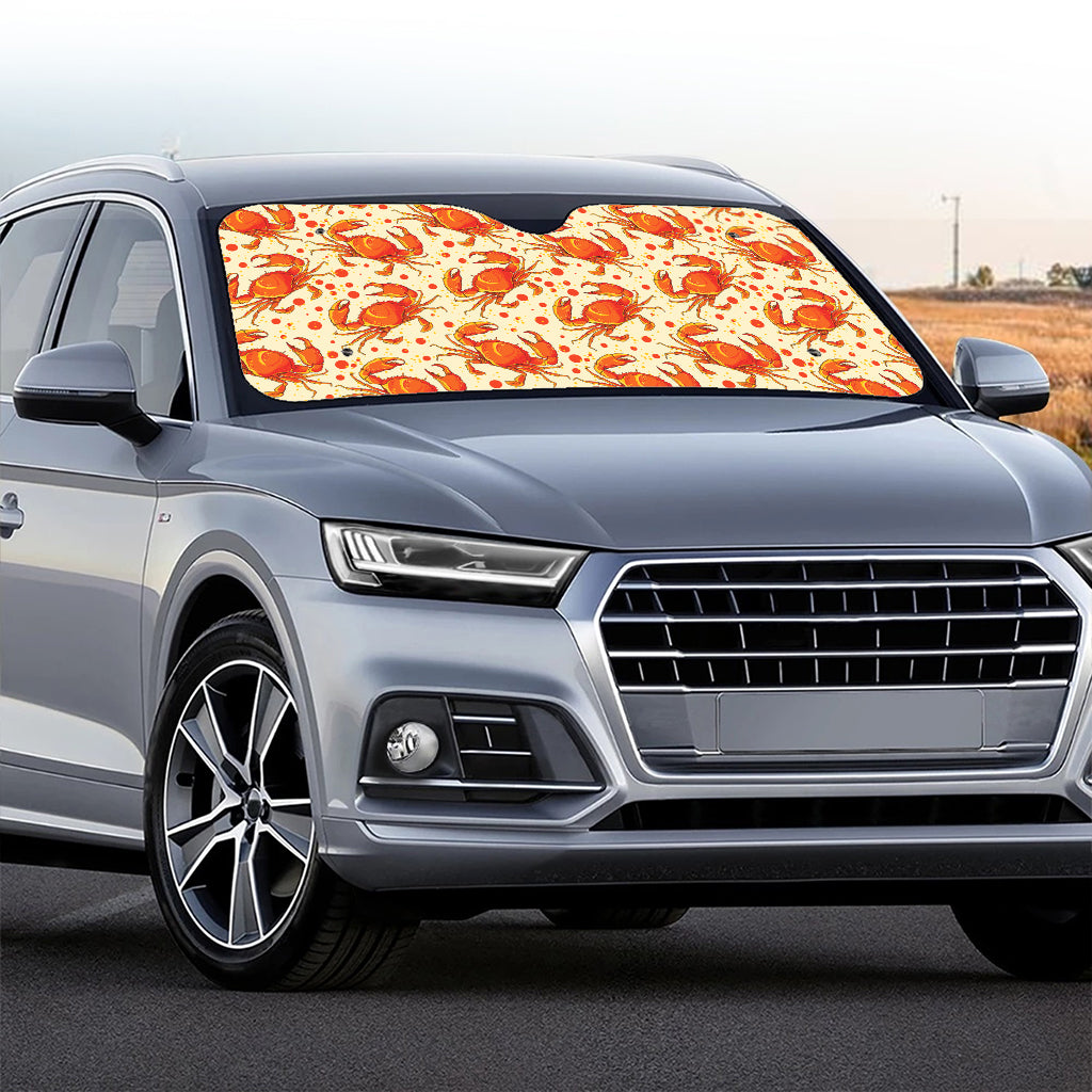 Orange Crab Pattern Print Car Windshield Sun Shade