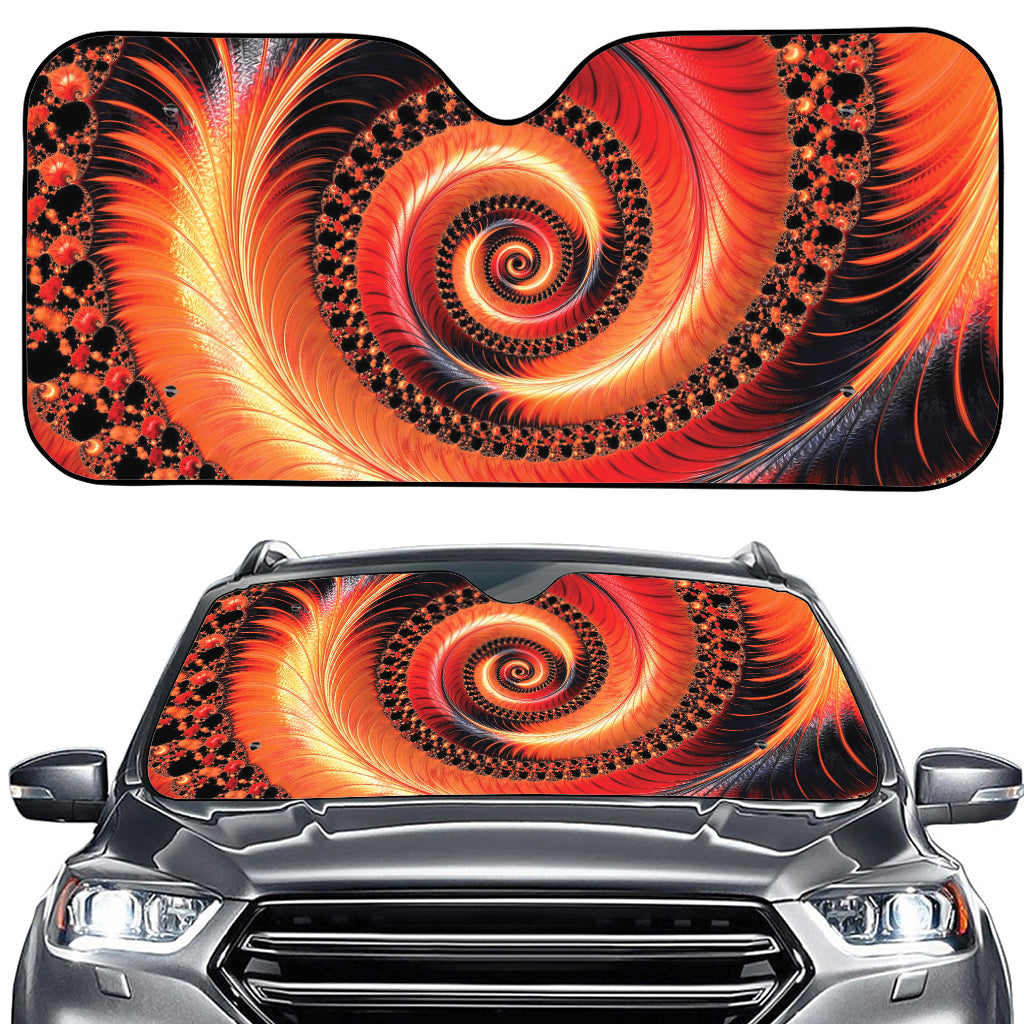 Orange Fractal Print Car Windshield Sun Shade