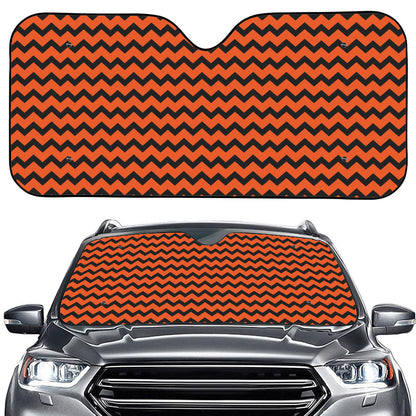Orange Halloween Chevron Pattern Print Car Windshield Sun Shade