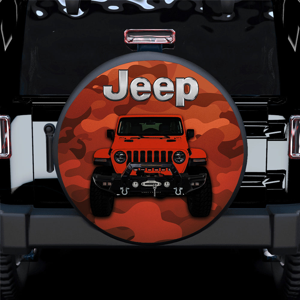 Orange Jeep Camouflage Car Spare Tire Cover
