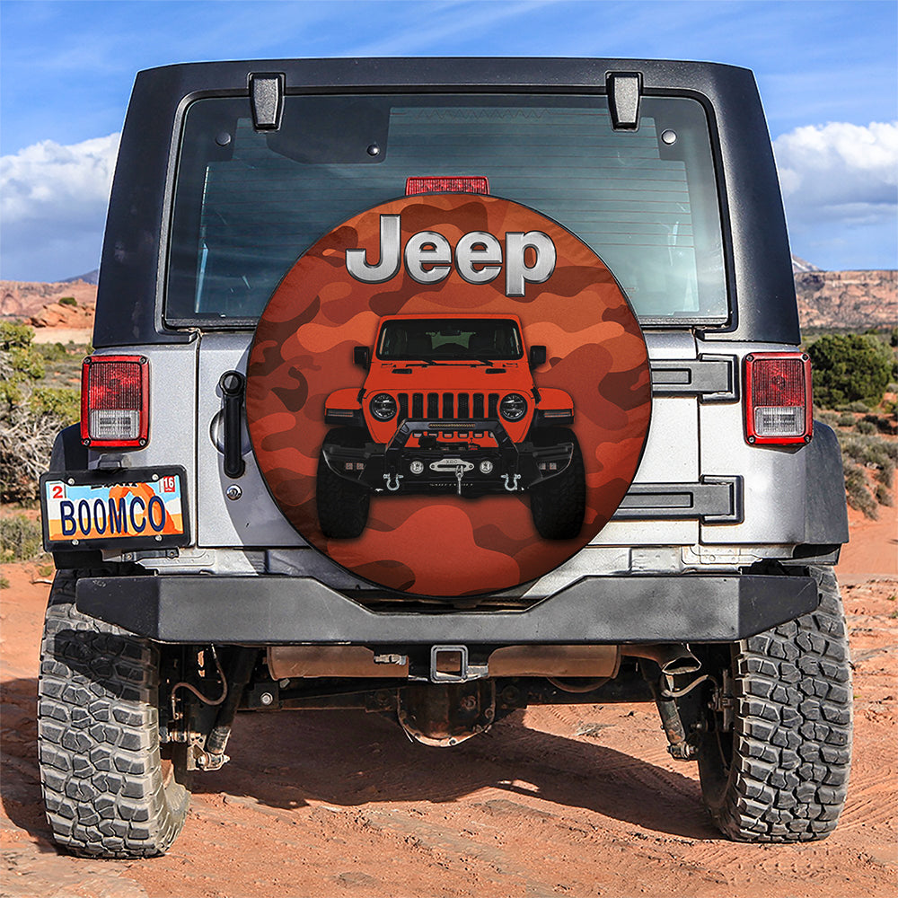 Orange Jeep Camouflage Car Spare Tire Cover