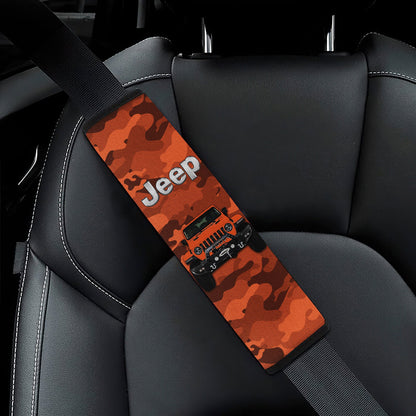 Orange Jeep Camouflage Car Seat Belt Cover Custom Car Accessories