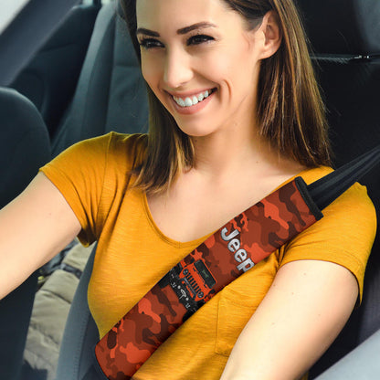 Orange Jeep Camouflage Car Seat Belt Cover Custom Car Accessories