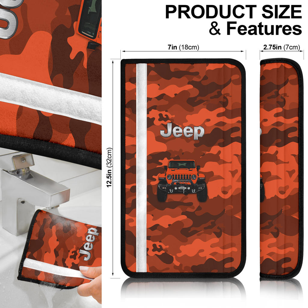 Orange Jeep Camouflage Car Seat Belt Cover Custom Car Accessories