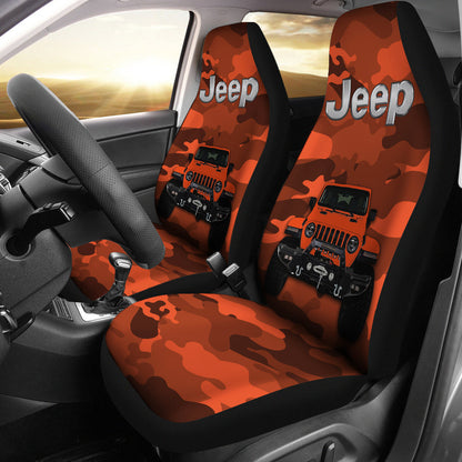 Orange Jeep Camouflage Car Seat Covers