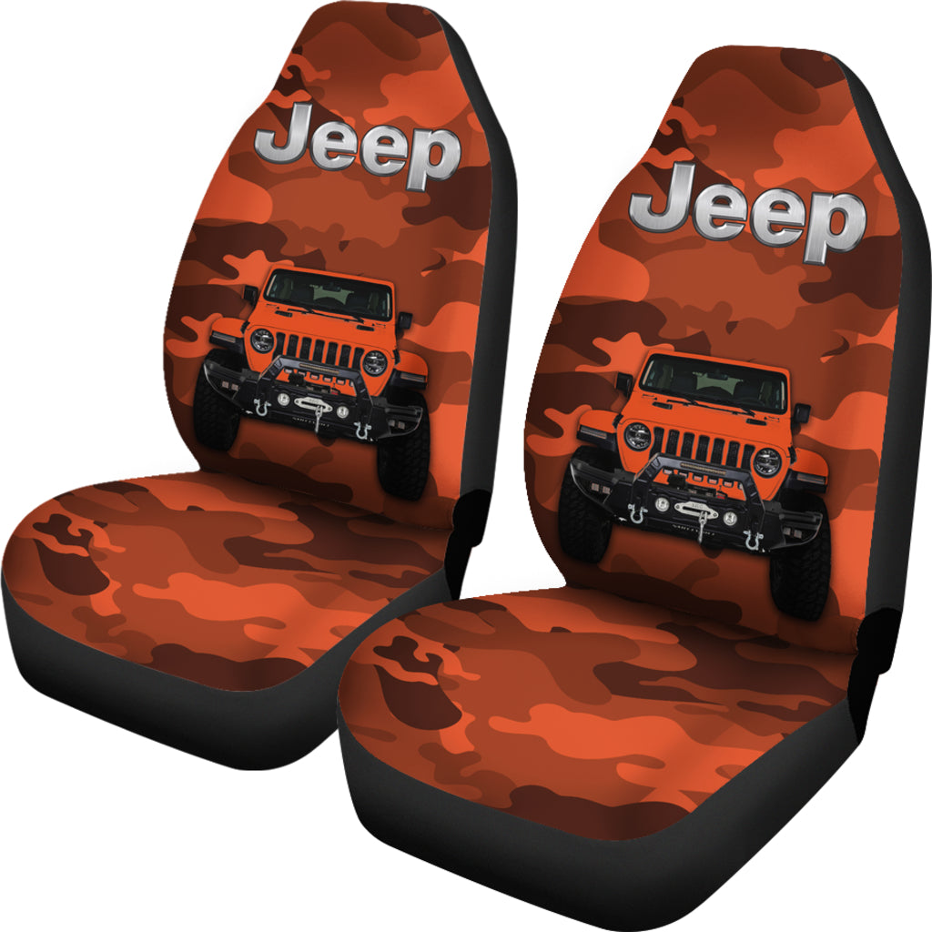 Orange Jeep Camouflage Car Seat Covers