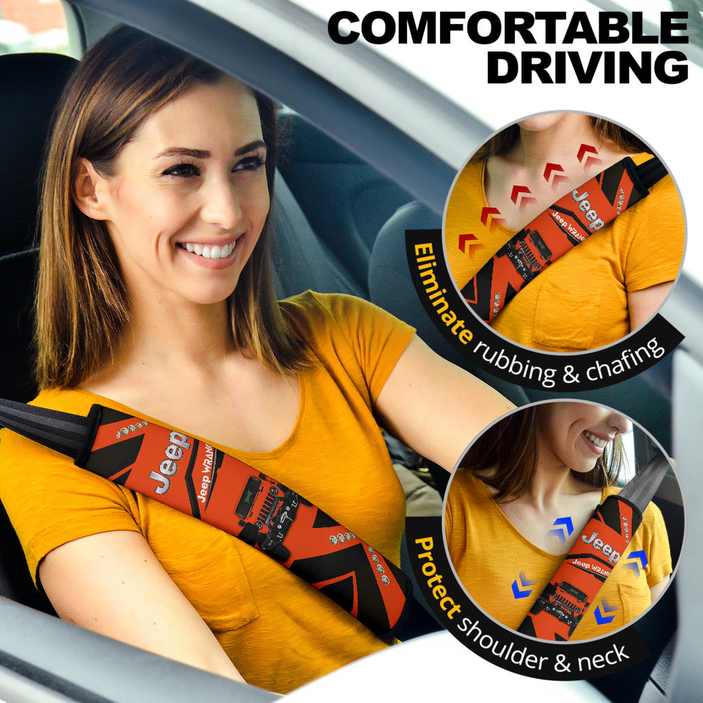 Orange Jeep Car Seat Belt Cover Custom Car Accessories
