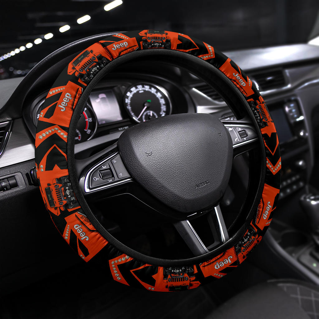 Orange Jeep Car Steering Wheel Cover