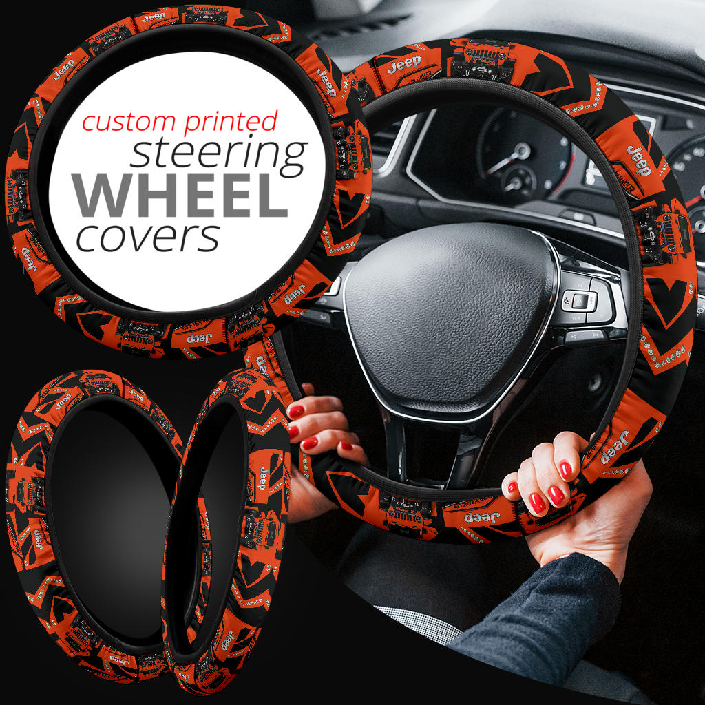 Orange Jeep Car Steering Wheel Cover