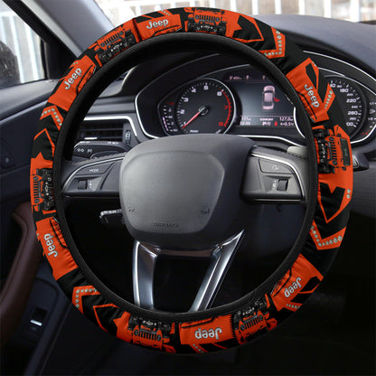 Orange Jeep Car Steering Wheel Cover