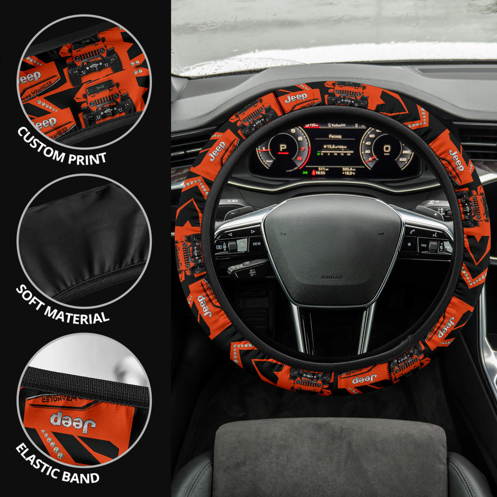 Orange Jeep Car Steering Wheel Cover