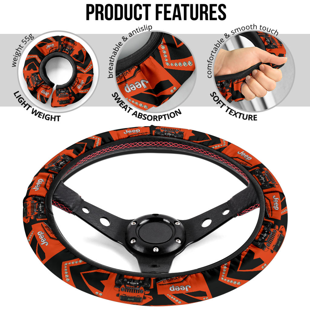 Orange Jeep Car Steering Wheel Cover