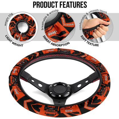 Orange Jeep Car Steering Wheel Cover