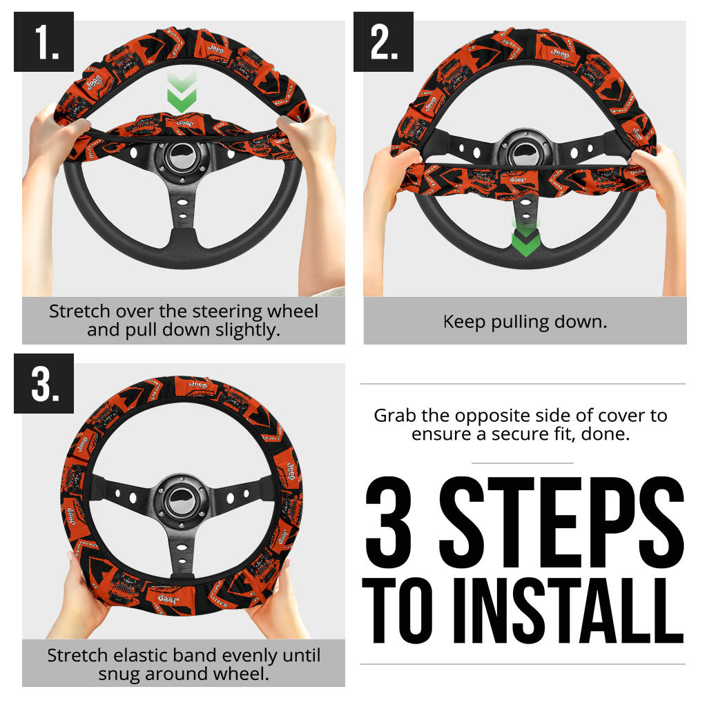 Orange Jeep Car Steering Wheel Cover
