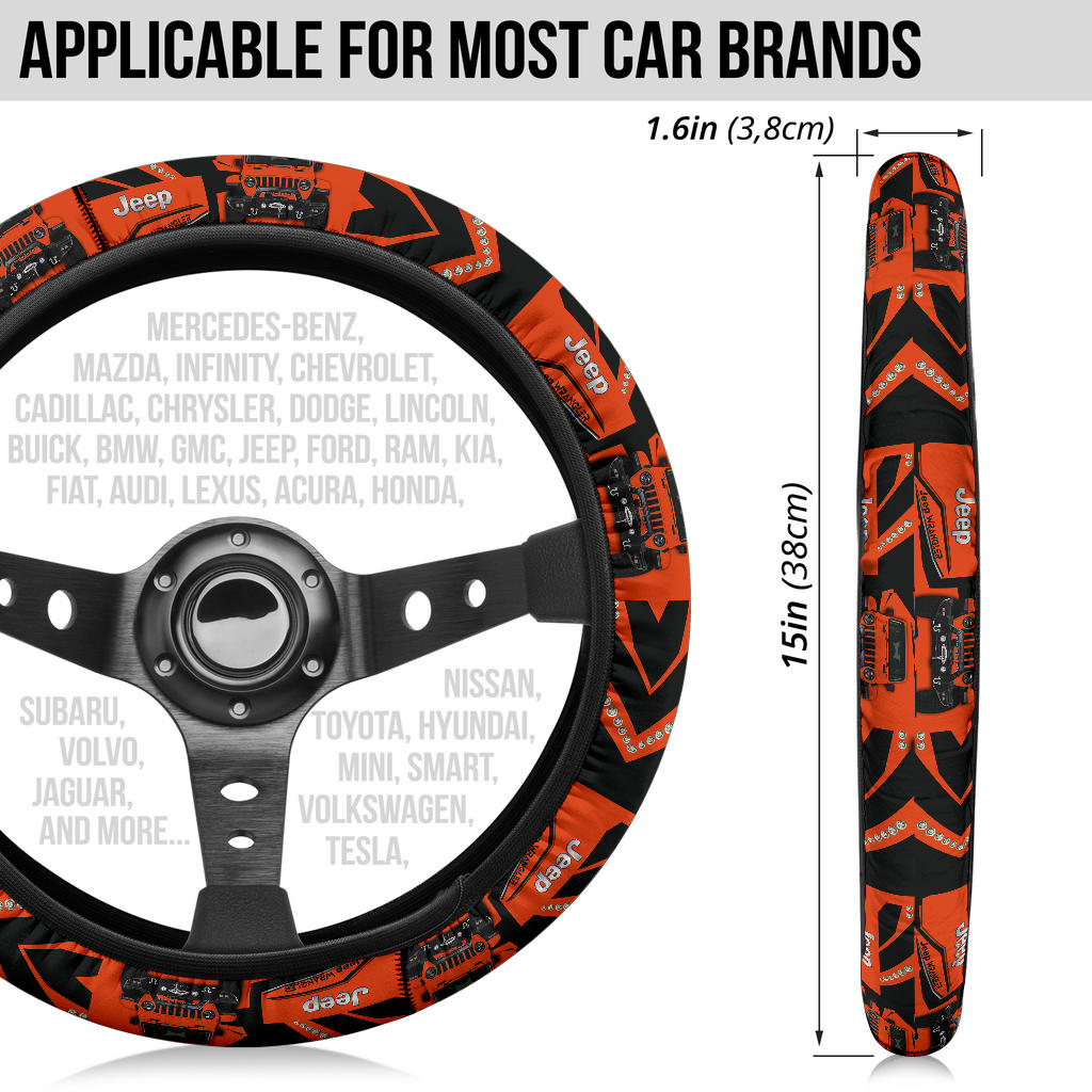 Orange Jeep Car Steering Wheel Cover