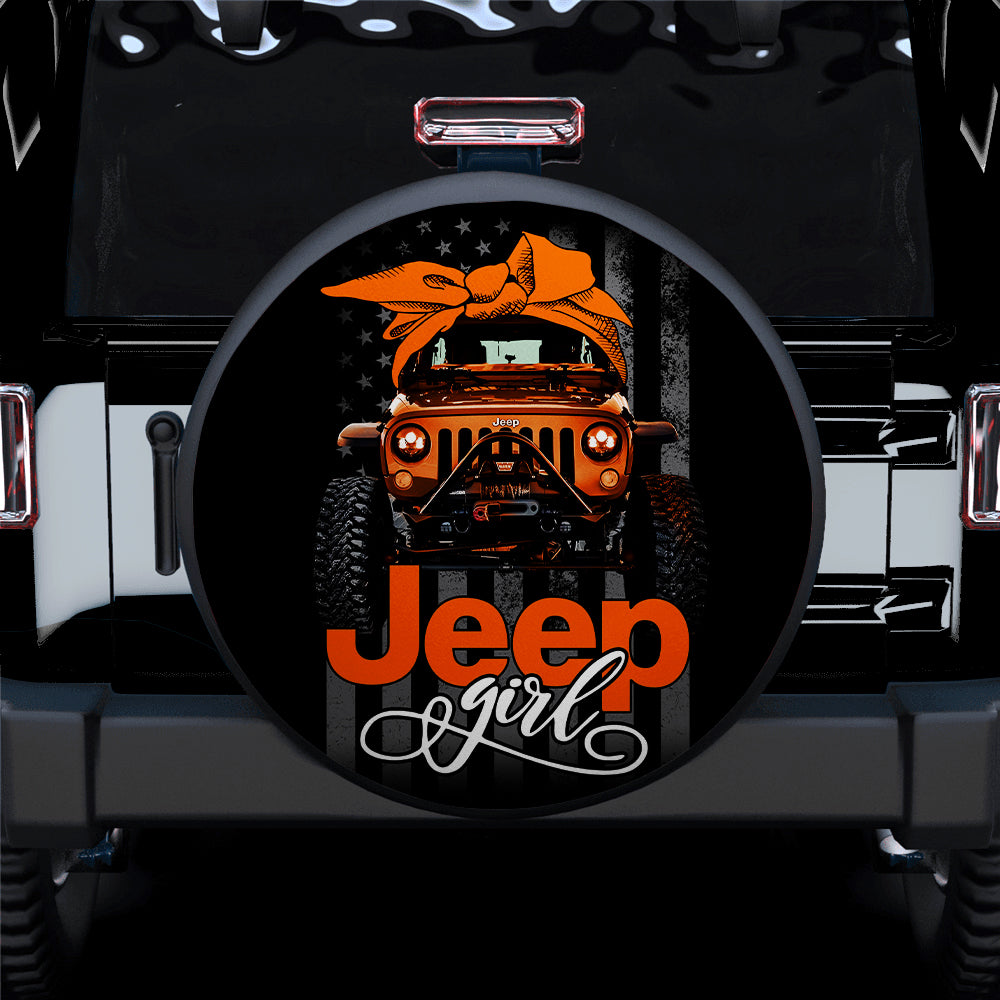 Orange Jeep Girl Car Spare Tire Cover