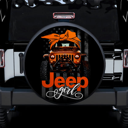 Orange Jeep Girl Car Spare Tire Cover
